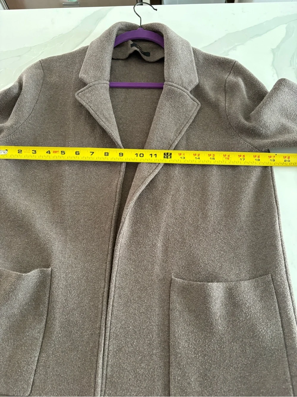 Quince Brown Knit Open-Front Cardigan S